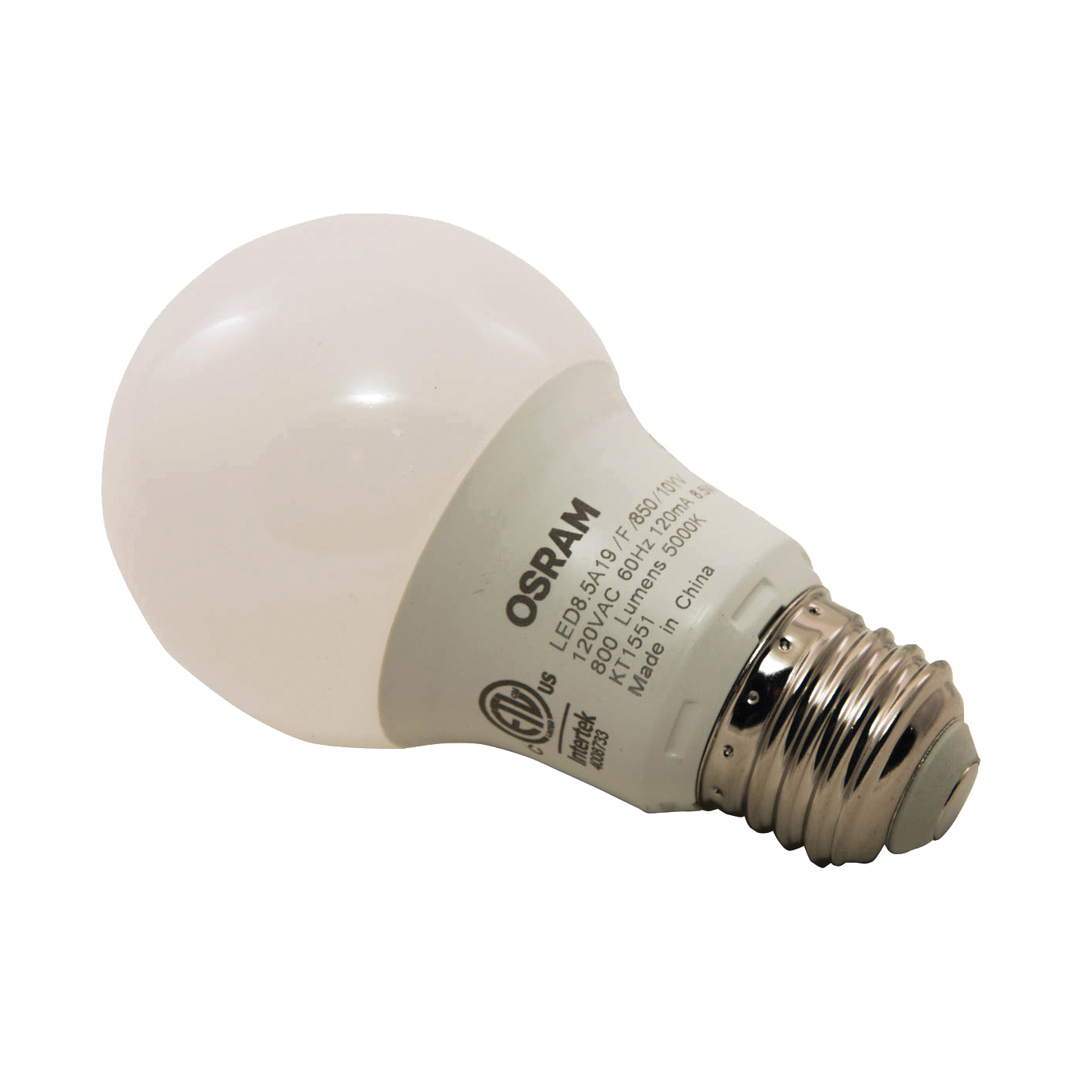 Sylvania 79282 LED Bulb, 800 Lumens, 8.5 W, A19 Lamp, 60 W Equivalent, E26 Lamp Base, Frosted