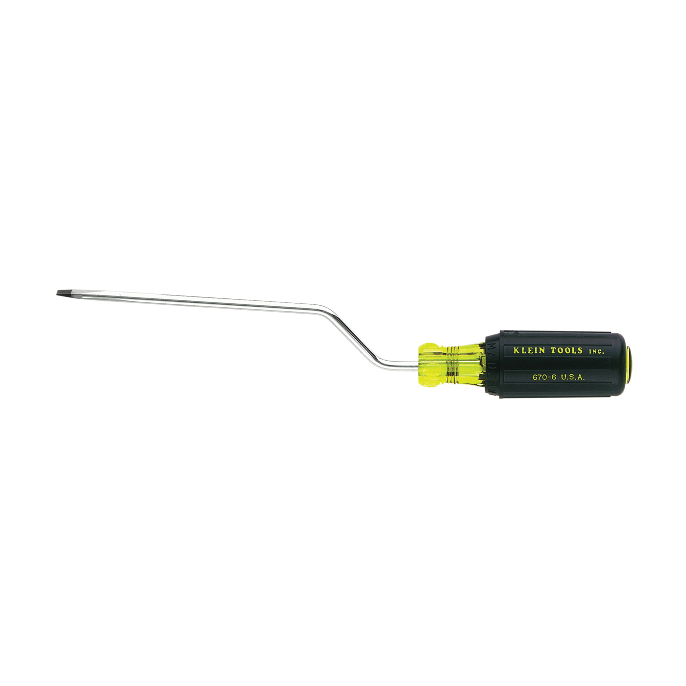 Klein Tools 670-6 Screwdriver, 3/16 in Drive, Rapi-Drive Drive, 9-3/4 in OAL, 6 in L Shank, Rubber Handle