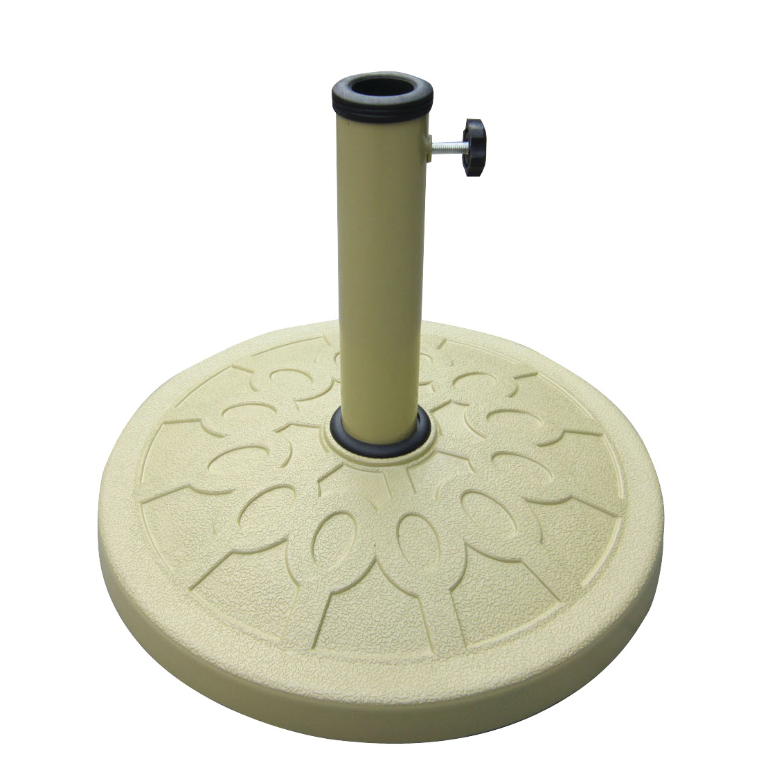 Seasonal Trends 69329 Umbrella Base, 17-1/2 in Dia, 13 in H, Round, Resin/Steel/Plastic, Sandstone