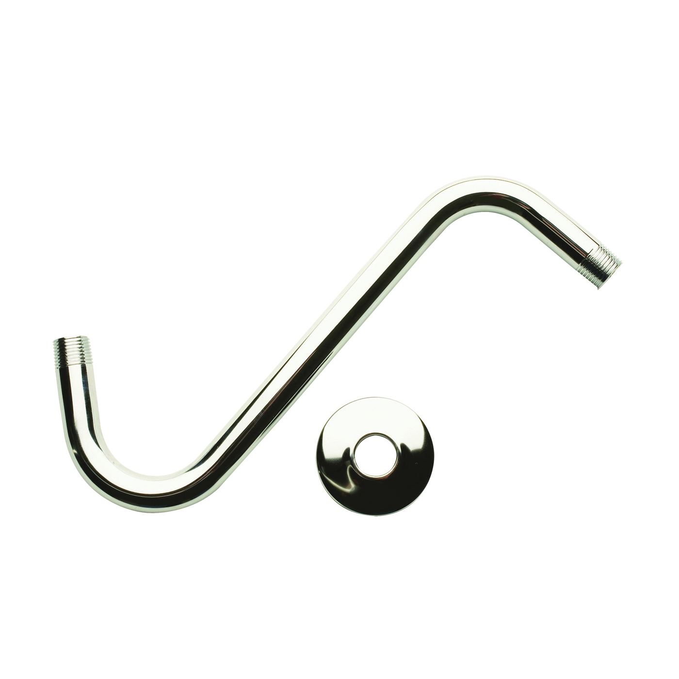 Plumb Pak PP825-19 Shower Arm With Flange, 1/2 in Connection, MIP, 8 in L, Brass, Chrome-Plated, S