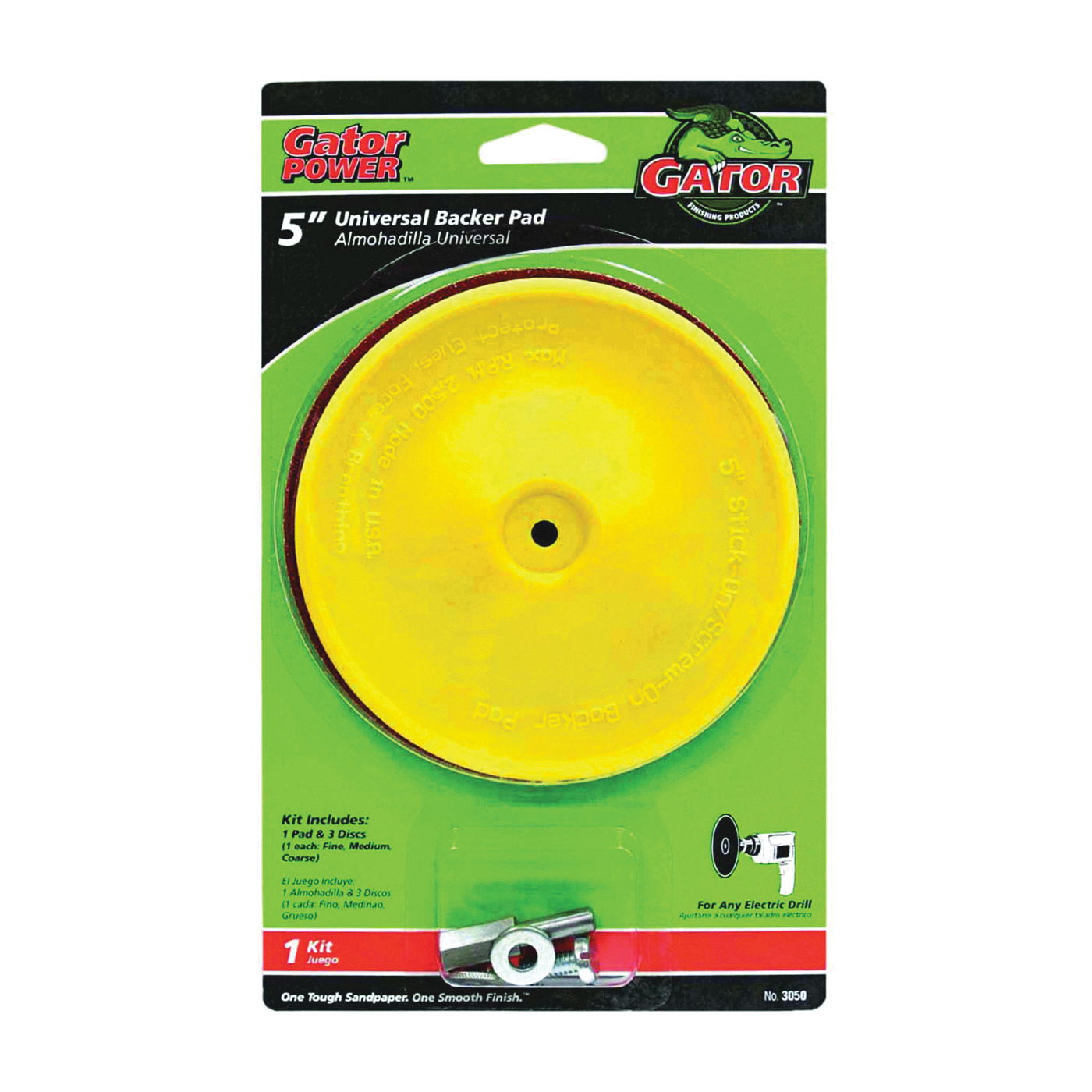 Gator 3050 Sanding Disc Kit, 5 in Dia, 1/4 in Arbor, Zirconium Oxide Abrasive