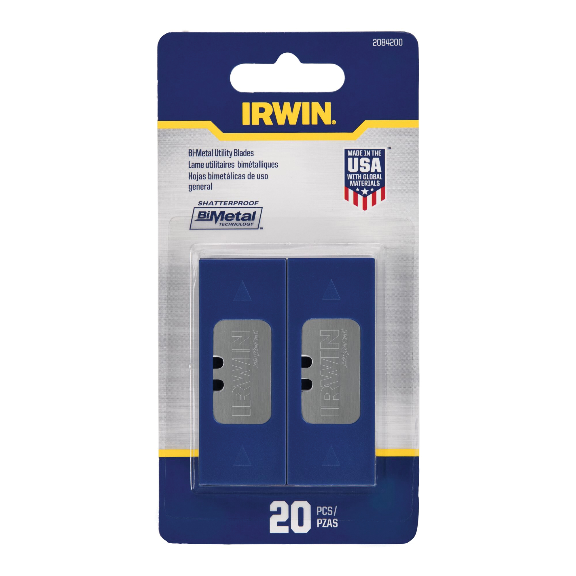 Irwin 2084200 Utility Blade, 2-7/16 in L, HSS, 2-Point