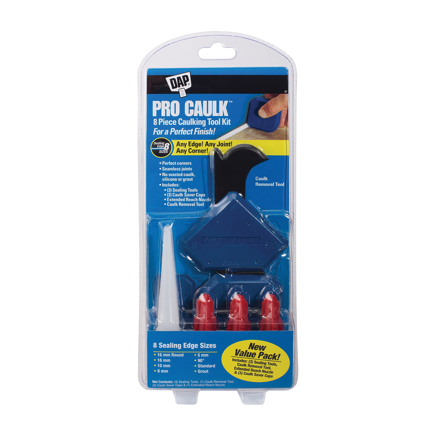 DAP 09125 Caulk Tool Kit, 4-1/2 in L, 1-1/4 in W, Plastic, Blue