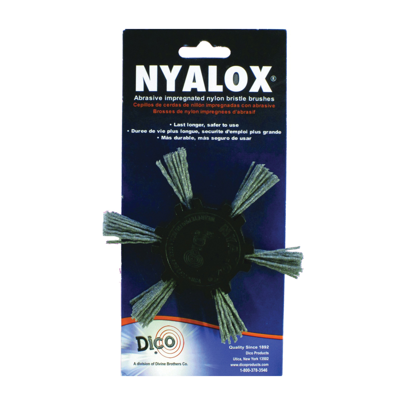 Dico 541-776-4 Flap Wheel Brush, 4 in Dia, 1/4 in Arbor/Shank, Nylon Bristle