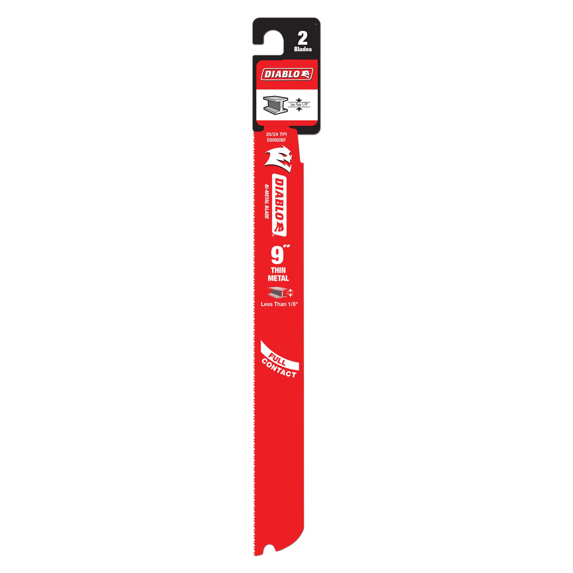 Diablo DS0920BF2 Reciprocating Saw Blade, Applicable Materials: Metal, 9 in L, 20/24 TPI