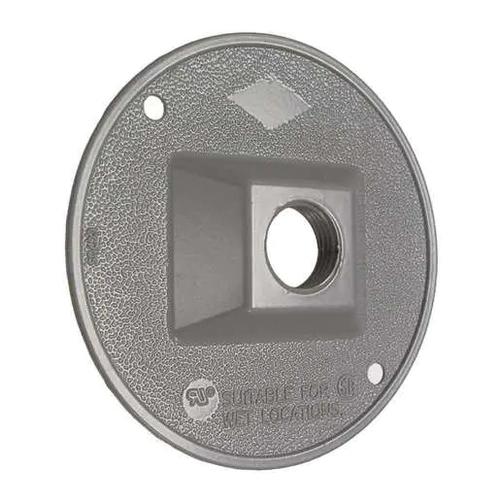 Hubbell 5193-5 Cluster Cover, 4-1/8 in Dia, 4-1/8 in W, Round, Zinc, Gray, Powder-Coated