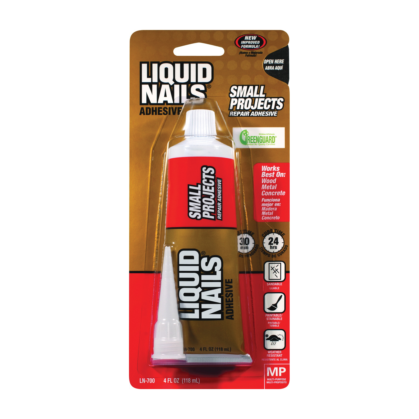 Liquid Nails LN-700 Construction Adhesive, White, 4 oz Tube