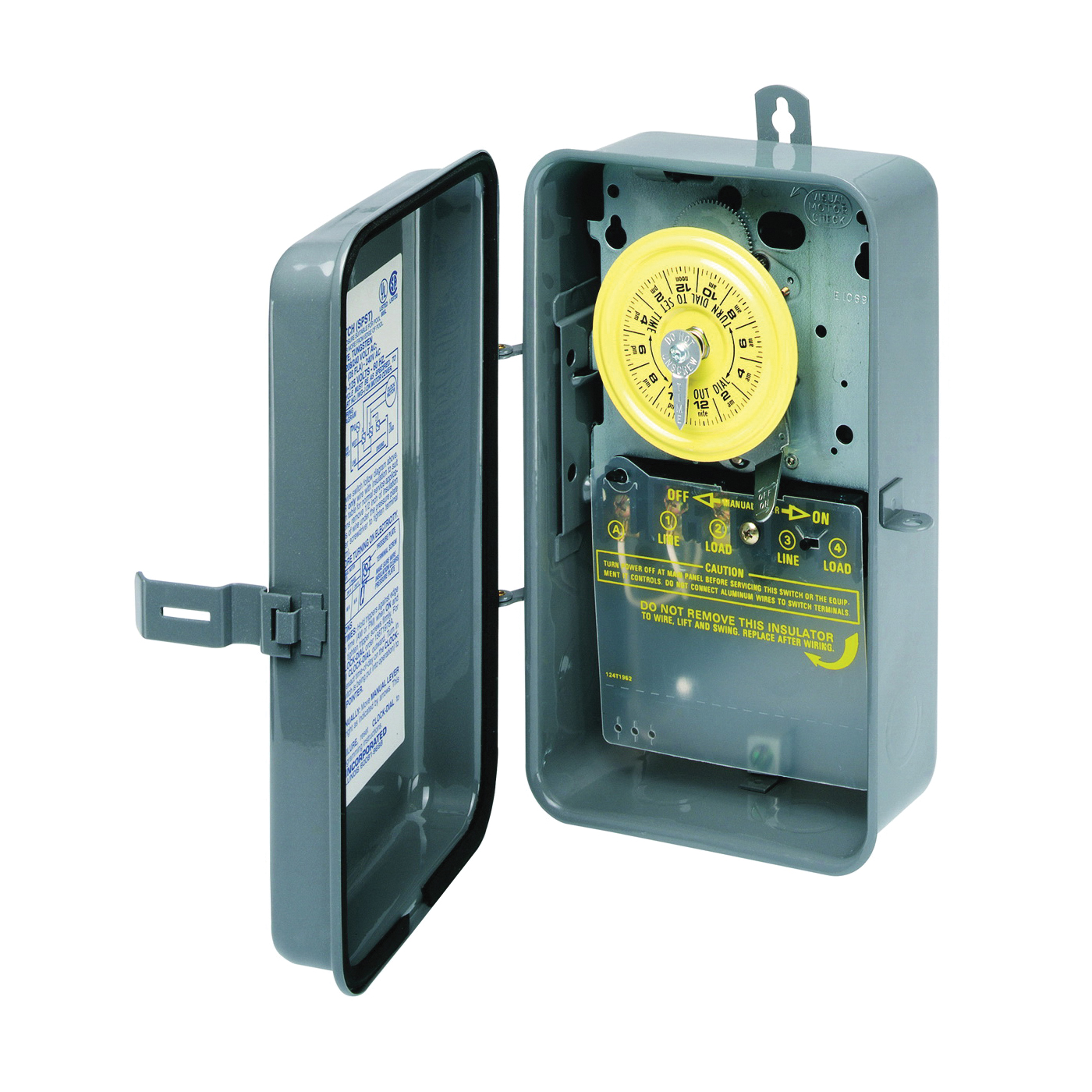 Intermatic T101R Mechanical Timer Switch, 40 A, 120 V, 3 W, 24 hr Time Setting, 12 On/Off Cycles Per Day Cycle, Gray