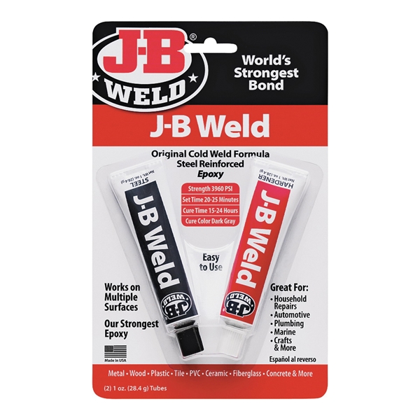J-B Weld 8265S 2-Part Cold Weld Epoxy, Dark Gray, Solid, 2 oz Tube