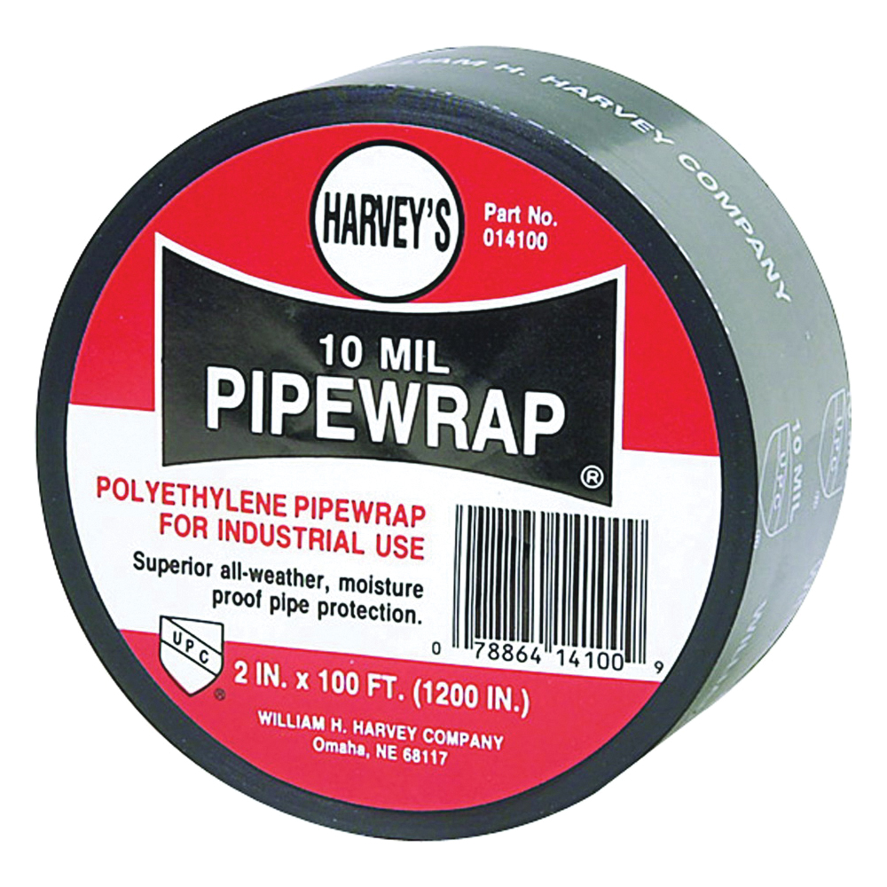 Harvey 14100 Pipe Wrap, 100 ft L, 2 in W, 10 mil Thick, Black