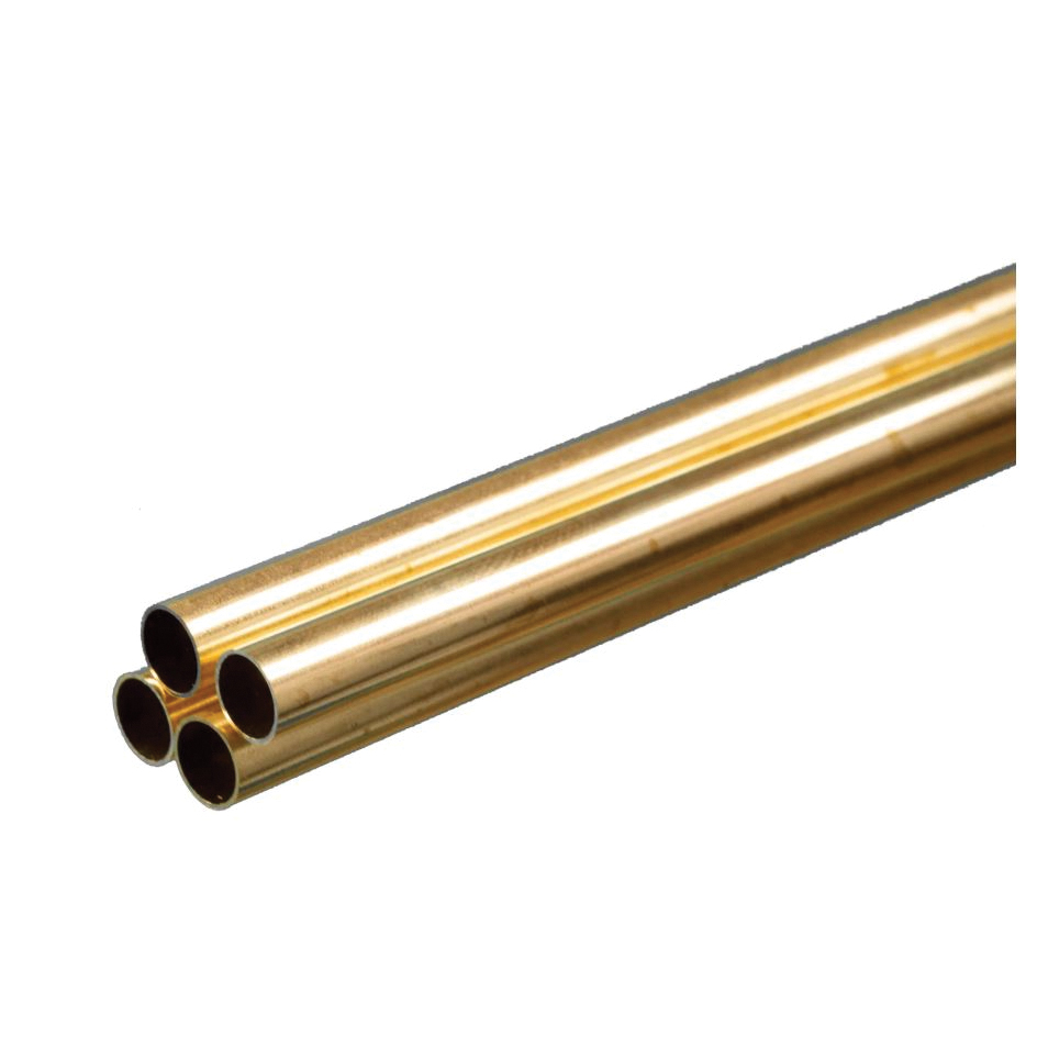 K & S 1151 Decorative Tube, Round, 36 in L, 5/16 in Dia, 0.014 in Wall, Brass
