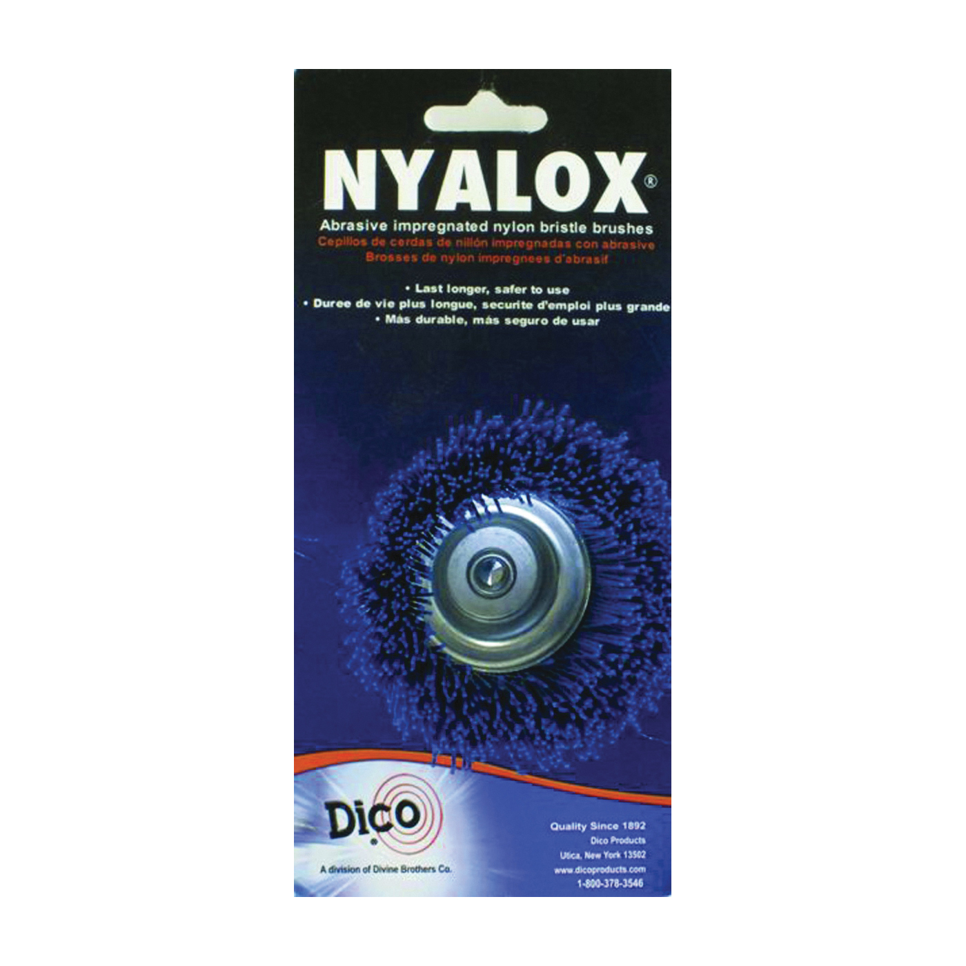 Dico 541-786-21/2 Wire Cup Brush, Nylon Bristle, 2-1/2 in Dia, 1/4 in Arbor/Shank