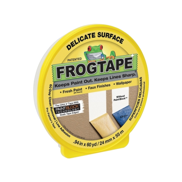FrogTape 280220 Painting Tape, 60 yd L, 0.94 in W, Yellow