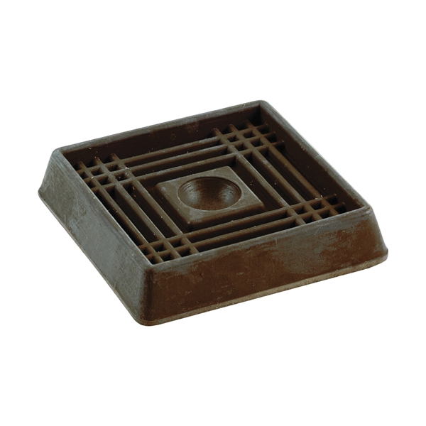 Shepherd Hardware 9078 Caster Cup, Square, 3 in Dimensions, Rubber, Brown, 2/PK