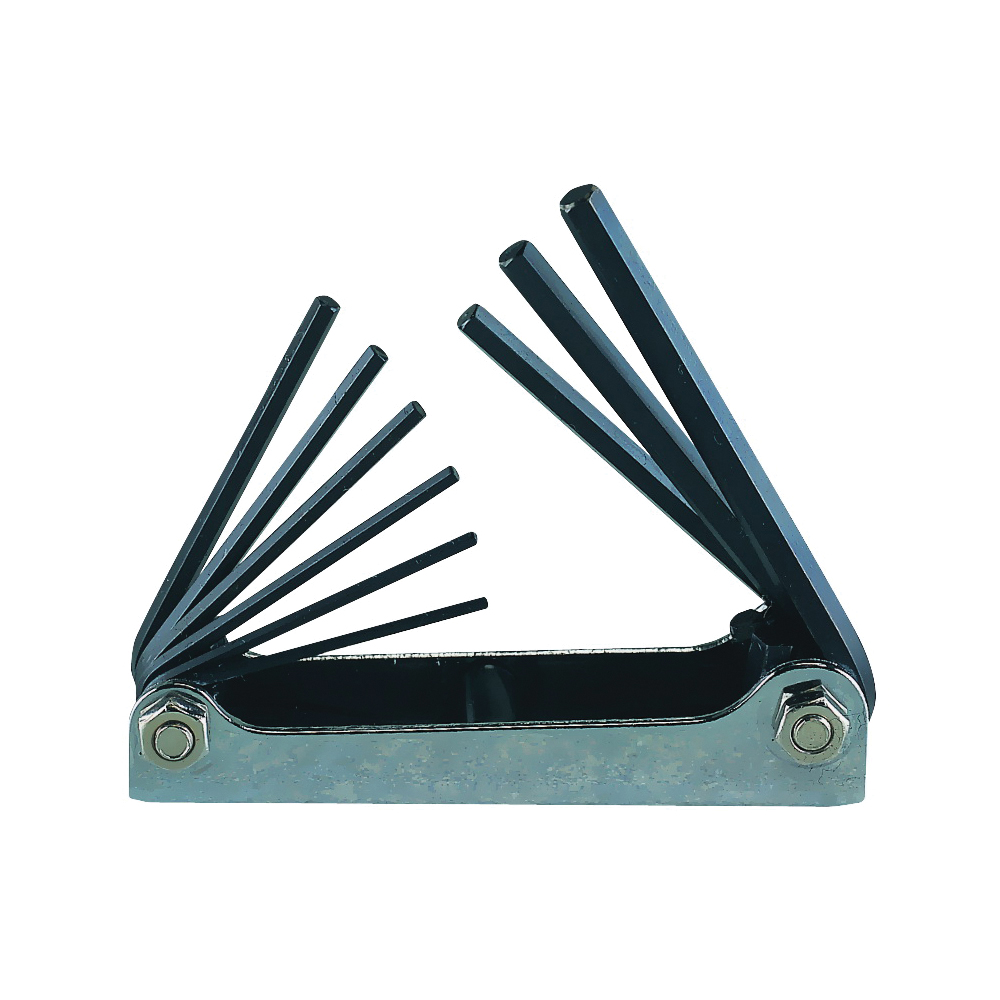 Vulcan TW-001-45M Fold-Up Hex Key Set, 9-Piece, Chrome Vanadium Steel, Black