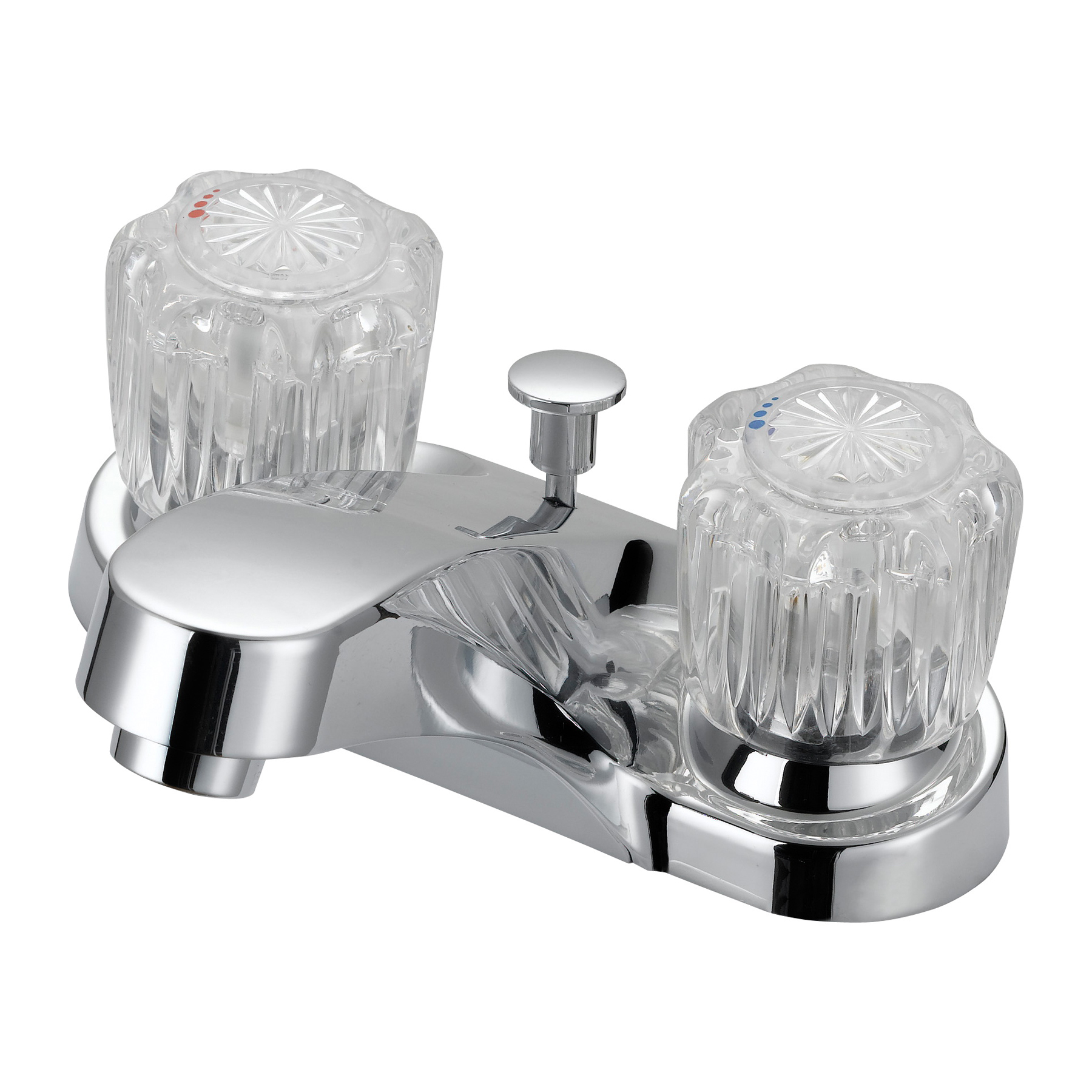Boston Harbor F5120069CP Lavatory Faucet, 1.2 gpm, 2-Faucet Handle, 3-Faucet Hole, Metal/Plastic, Chrome, Round Handle