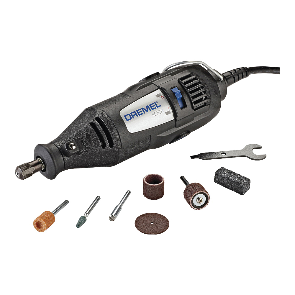 Dremel 100-N/7 Rotary Tool Kit, 0.9 A, 1/8 in Chuck, Keyed Chuck, 1-Speed, 35,000 rpm Speed
