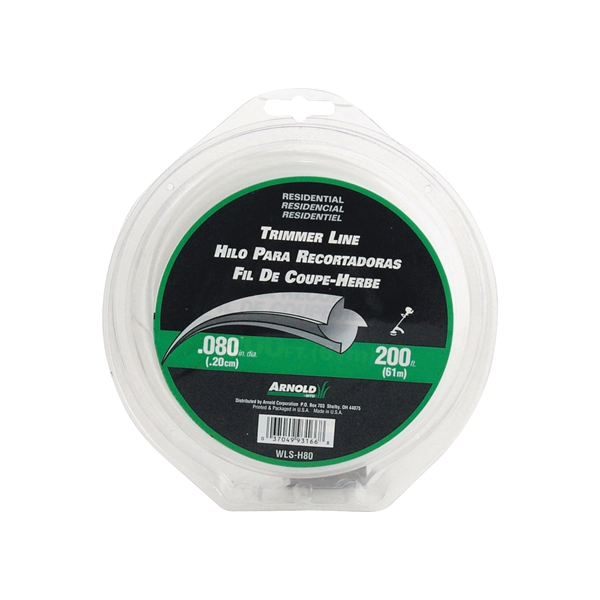 Arnold WLS-H80 Trimmer Line, 0.08 in Dia, 160 ft L, Nylon