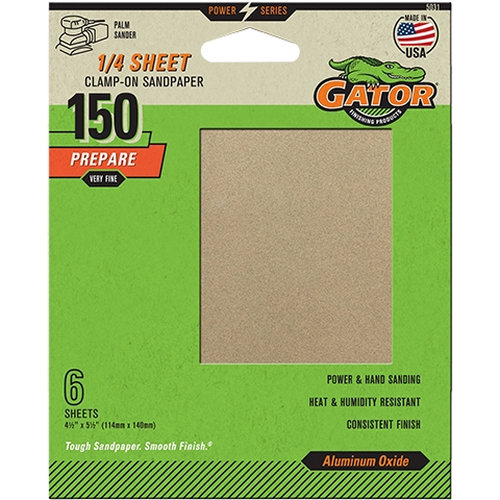 Gator 5030 Sanding Sheet, 4-1/2 in W, 5-1/2 in L, 220 Grit, Extra Fine, Aluminum Oxide Abrasive, Paper Backing