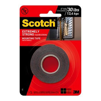 Scotch 414 Mounting Tape, Double Sided, 60 in L, 1 in W