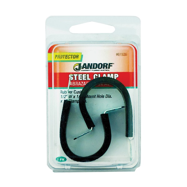 Jandorf 61526 Cushion Clamp, 1 in Max Bundle Dia, 1/2 in W, Rubber/Steel, Black