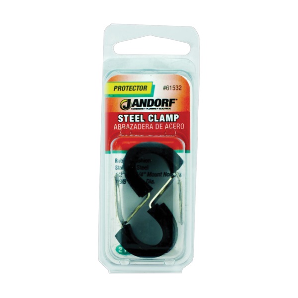 Jandorf 61532 Cushion Clamp, 3/8 in Max Bundle Dia, 1/2 in W, Rubber/Stainless Steel, Black