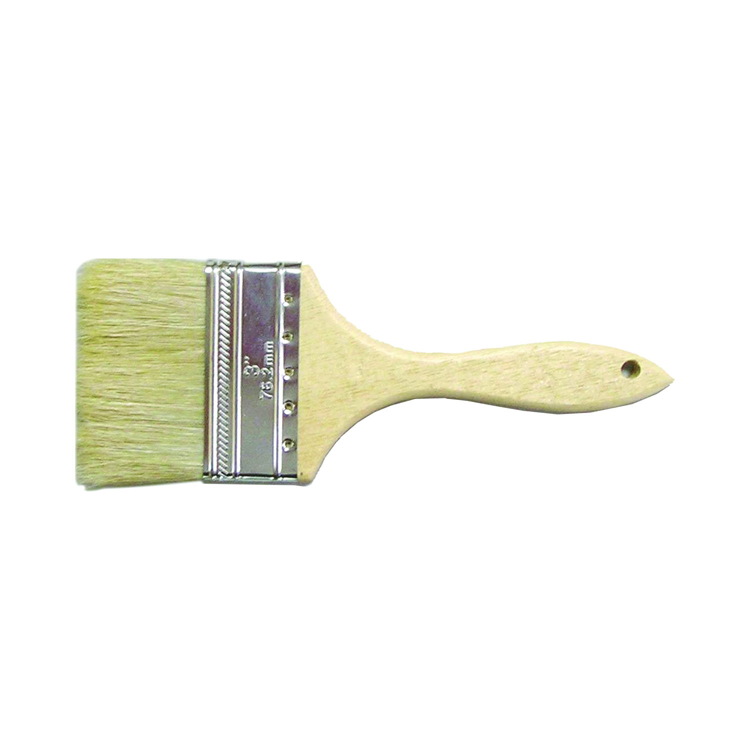 ProSource 150030 Paint Brush, 3 in W, Chip Brush, White Chinese Bristle Bristle, Plain Grip Handle