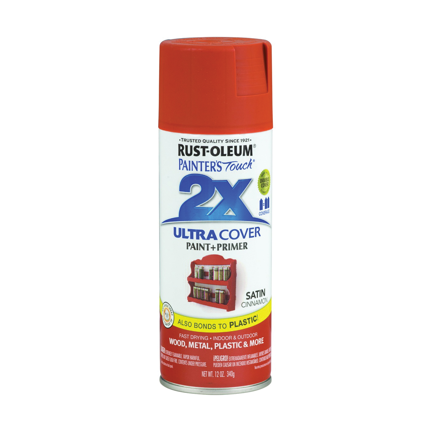Painter's Touch 2X Ultra Cover 249084 Spray Paint, Satin, Cinnamon, 12 oz Can