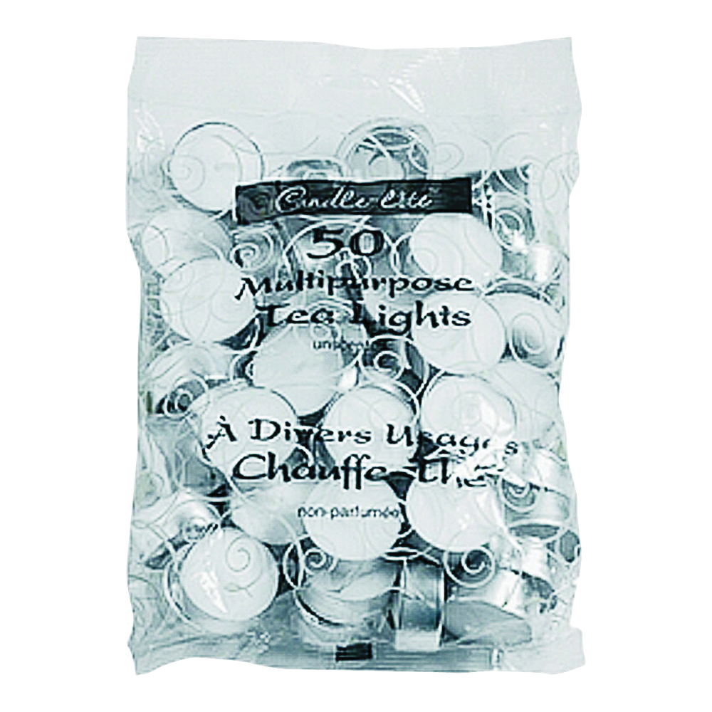 Candle-Lite 4231595 Tea Light Candle, White Candle, 3 hr Burning