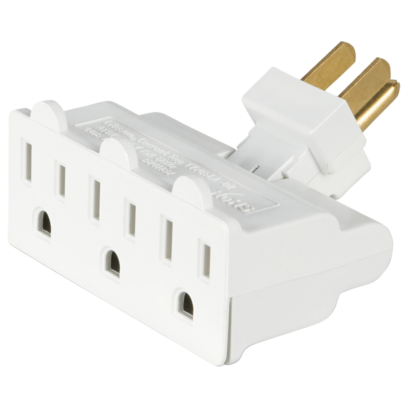 Eaton 1192W-SP Swivel Outlet Tap, 2 -Pole, 15 A, 125 V, 3 -Outlet, NEMA: NEMA 5-15R, White