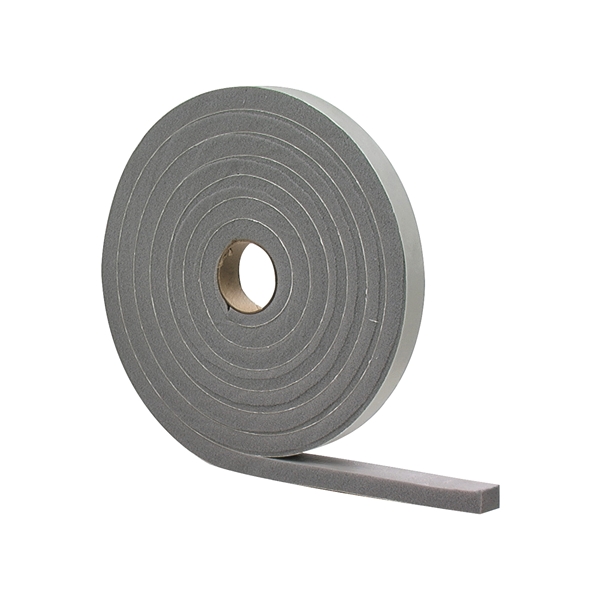 M-D 02295 Foam Tape, 1/2 in W, 10 ft L, 3/8 in Thick, PVC, Gray, 12/PK