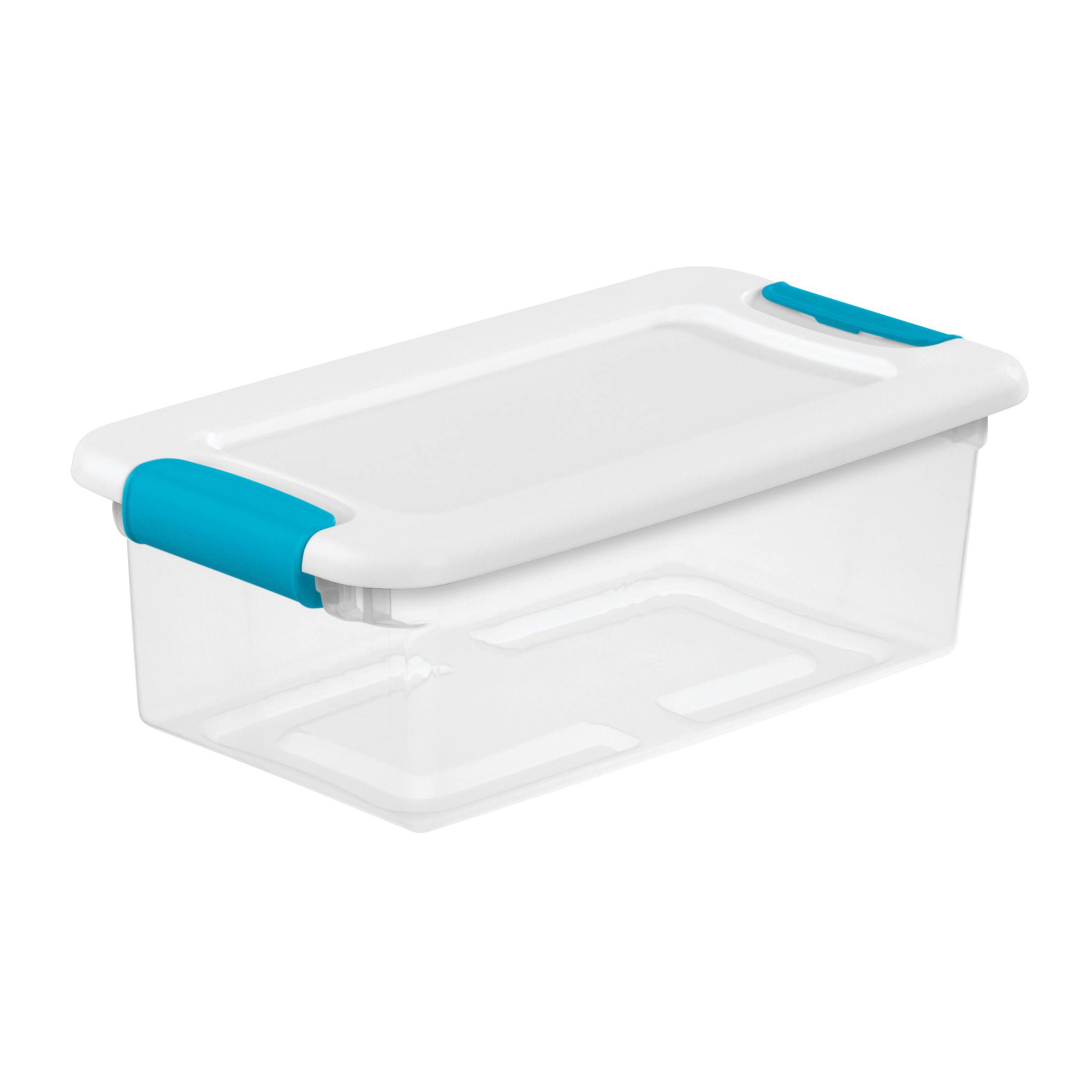 Sterilite 14928012 Latching Box, Plastic, Clear/White, 14-1/8 in L, 7-5/8 in W, 4-7/8 in H
