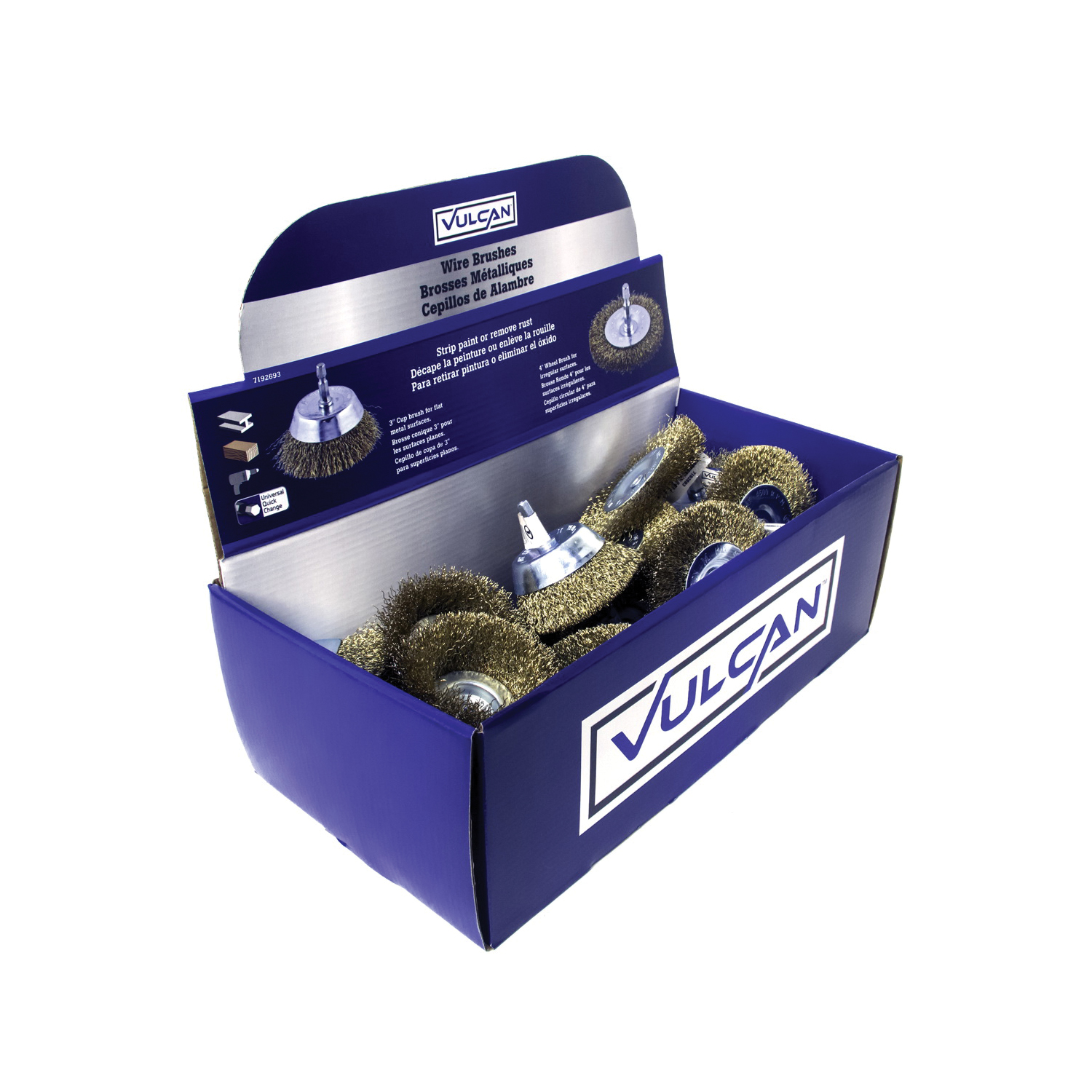 Vulcan 323690OR Assorted/Coarse-Grade Wire Wheel Brush Kit, 3, 4 in Dia, 1/4 in Arbor/Shank