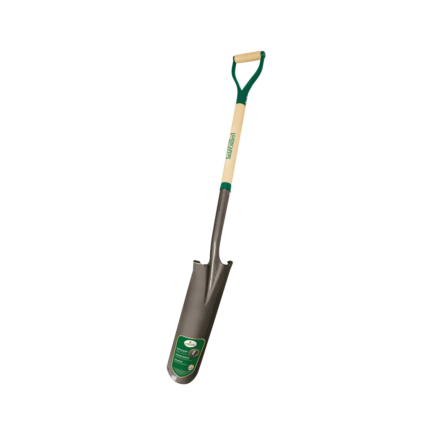 Landscapers Select 34626 Drain Spade, 6 in W Blade, Wood Handle, D Grip Handle, 30 in L Handle