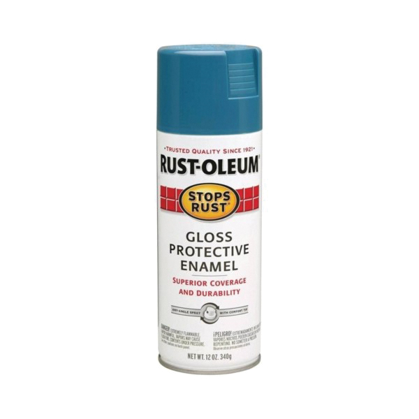 Rust-Oleum 269292 Rust Preventative Spray Paint, 12 oz Can, 6 to 10 sq-ft Coverage Area, Oil Base, Gloss, Maui Blue
