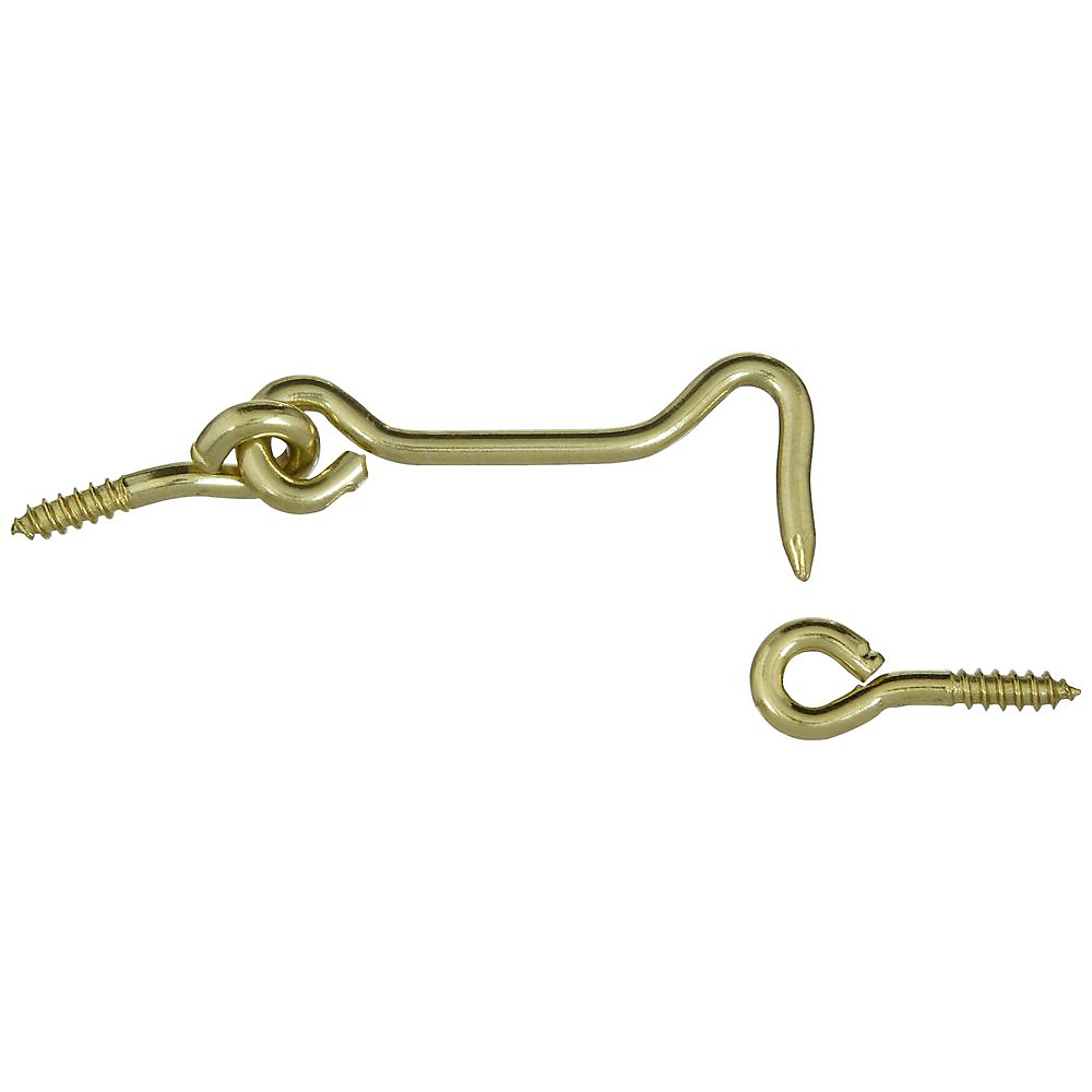 National Hardware V2001 Series N118-133 Hook and Eye, 2-1/2 in Dimensions, Solid Brass, Solid Brass, 1/PK
