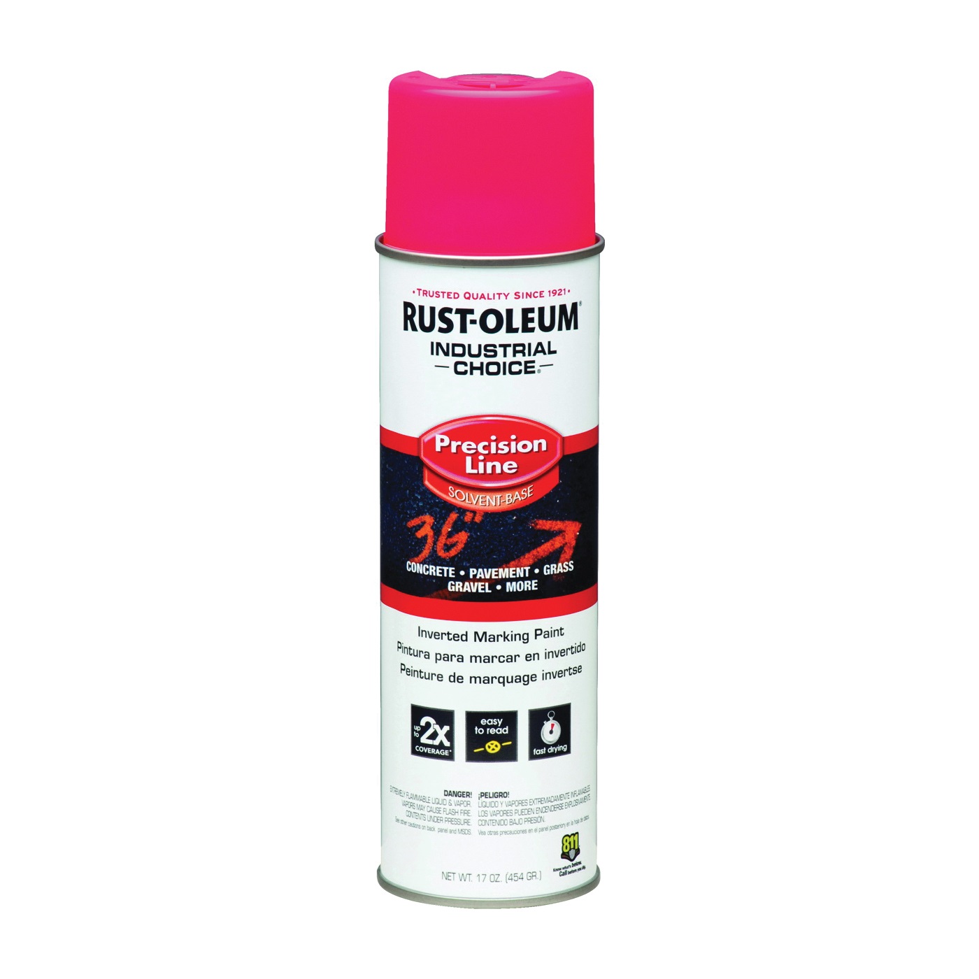 Industrial Choice 1661838 Inverted Marking Spray Paint, Gloss, Fluorescent Pink, 17 oz Can