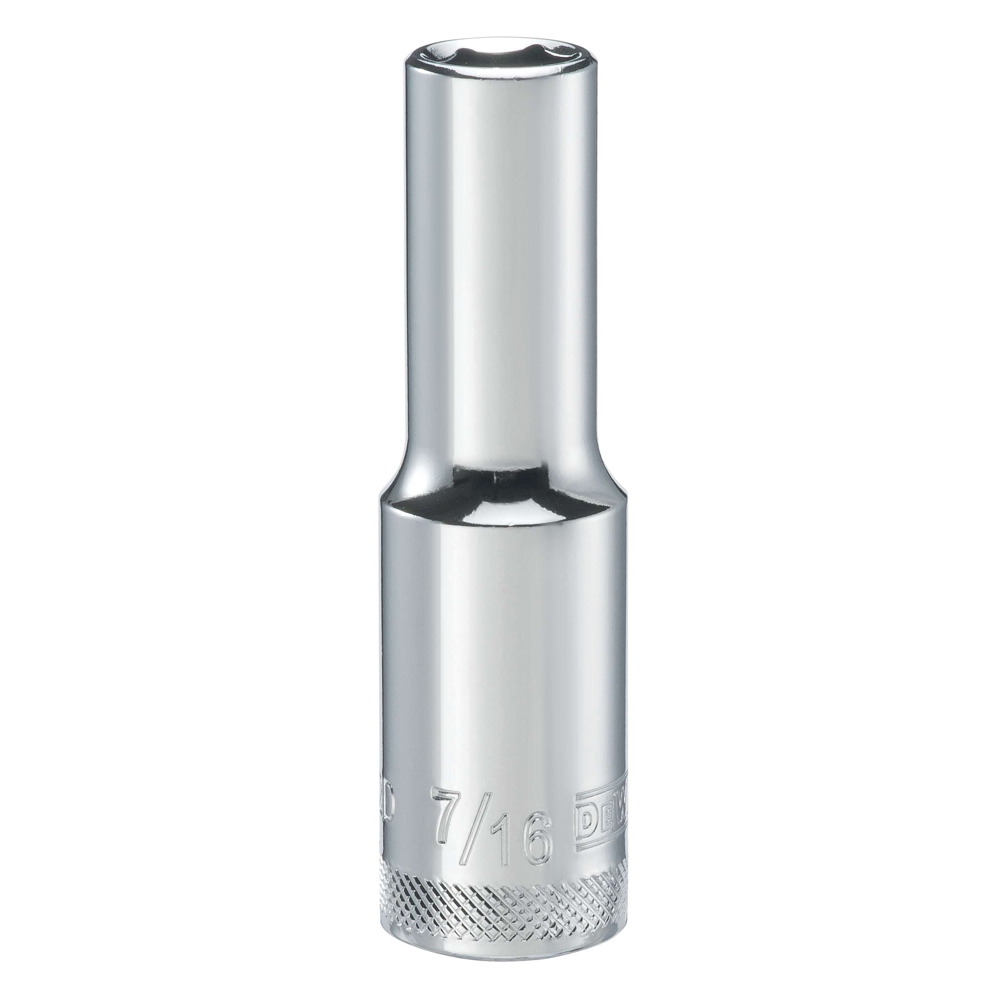 DEWALT DWMT89532OSP Drive Hand Socket, 7/16 in Socket, 1/2 in Drive, 6-Point, Steel, Polished Chrome Vanadium