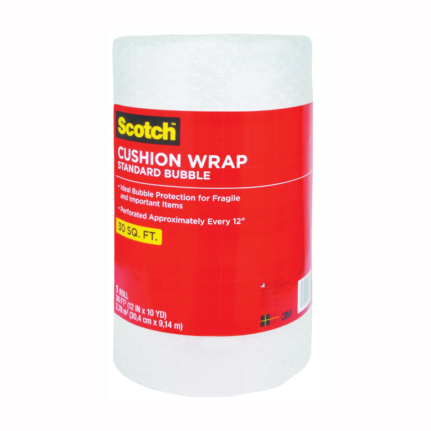 Scotch 7929 Cushion Wrap, 30 ft L, 12 in W, Nylon/Polyethylene, Clear