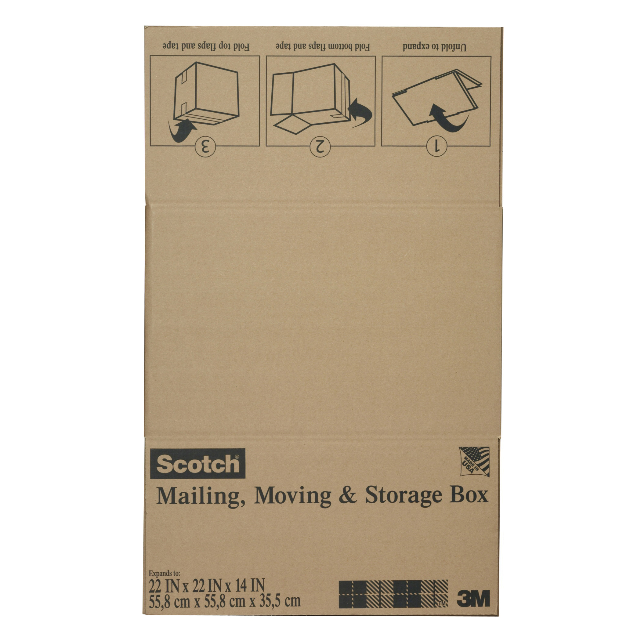 Scotch 8022FB Folded Box, L, 22 in L, Brown