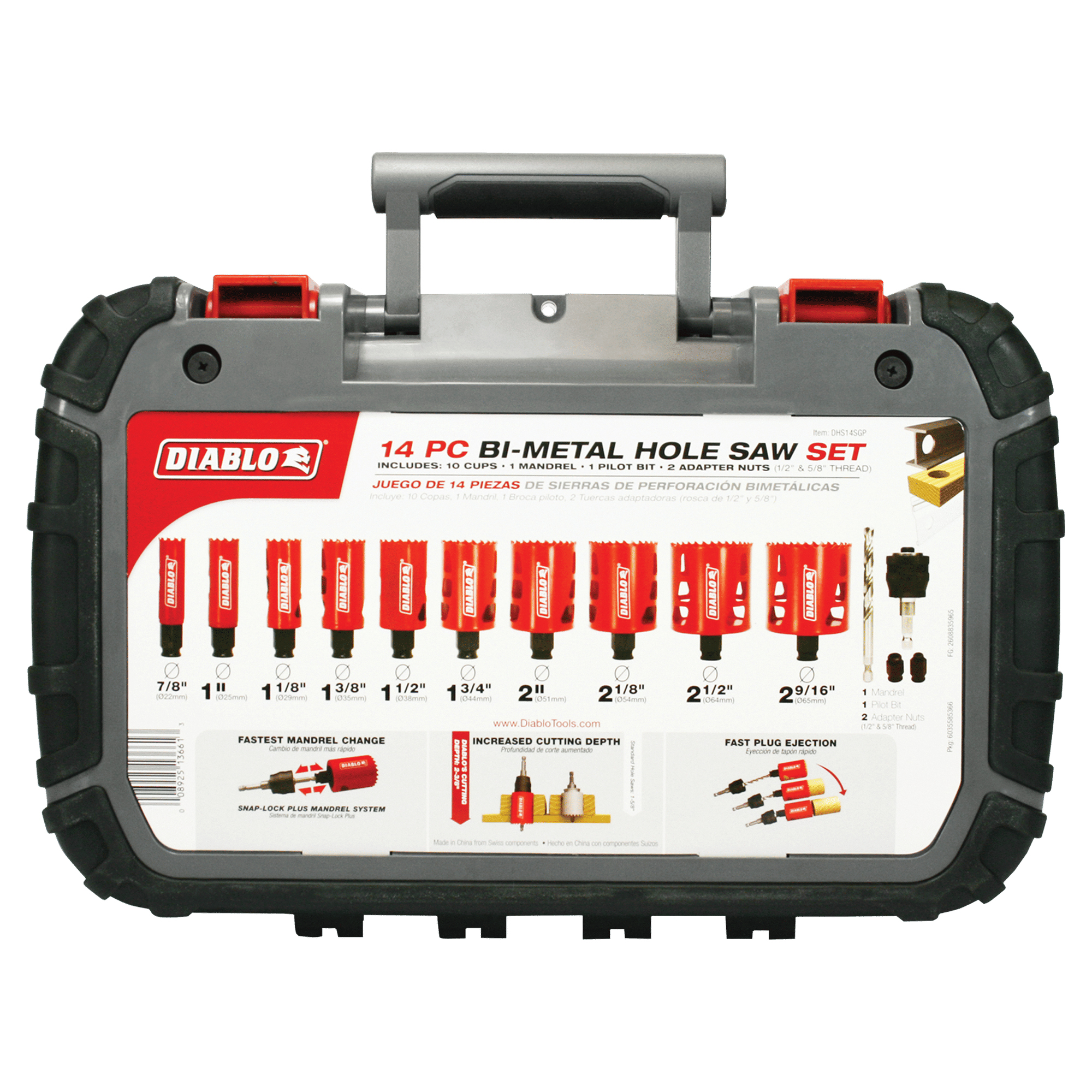 Diablo DHS14SGP Hole Saw Kit, 14-Piece, Bi-Metal