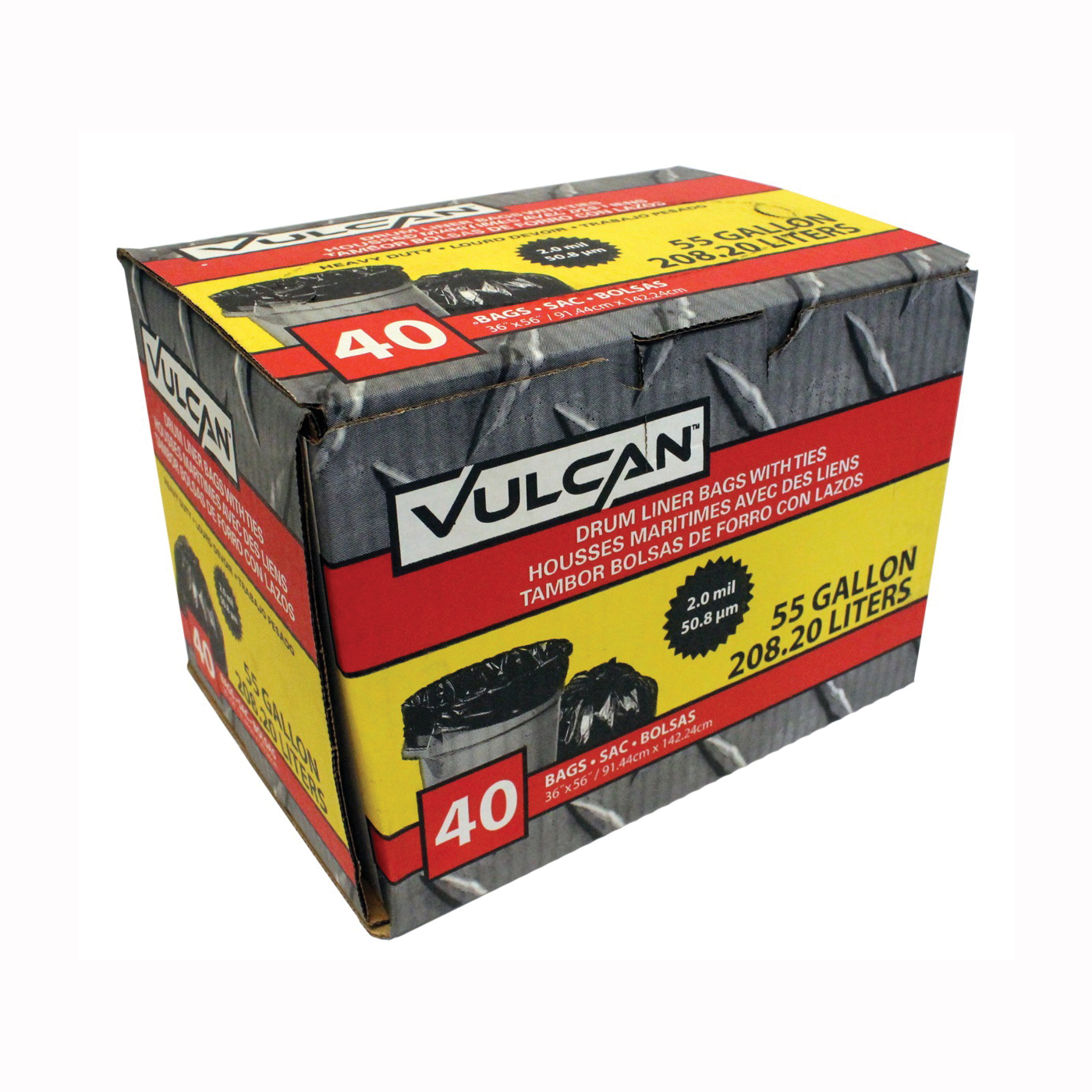 Vulcan FG-03812-10A Drum Liner, 55 gal, Poly, Black
