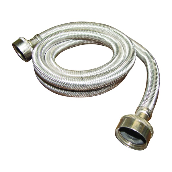 Plumb Pak PP23821 Washing Machine Pressure fill Hose, 3/4 in ID, 4 ft L, FHT, Stainless Steel
