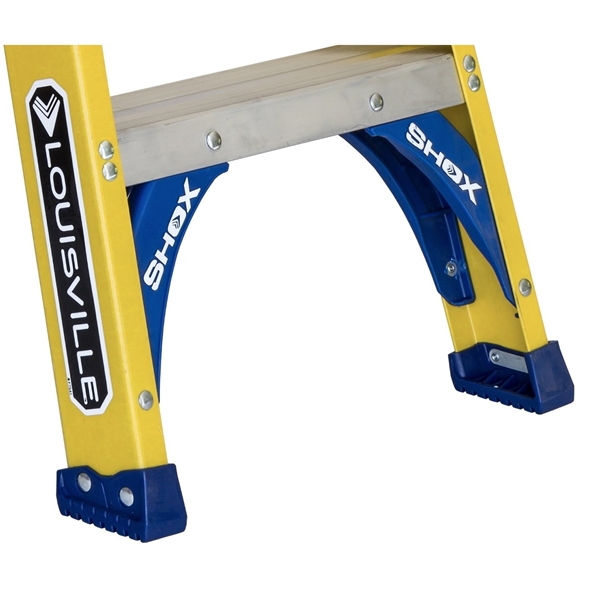 Louisville FS2000 Series FS2006 Step Ladder, 6 ft H, Type I Duty Rating, Fiberglass, 250 lb, 5-Step, 124 in Max Reach