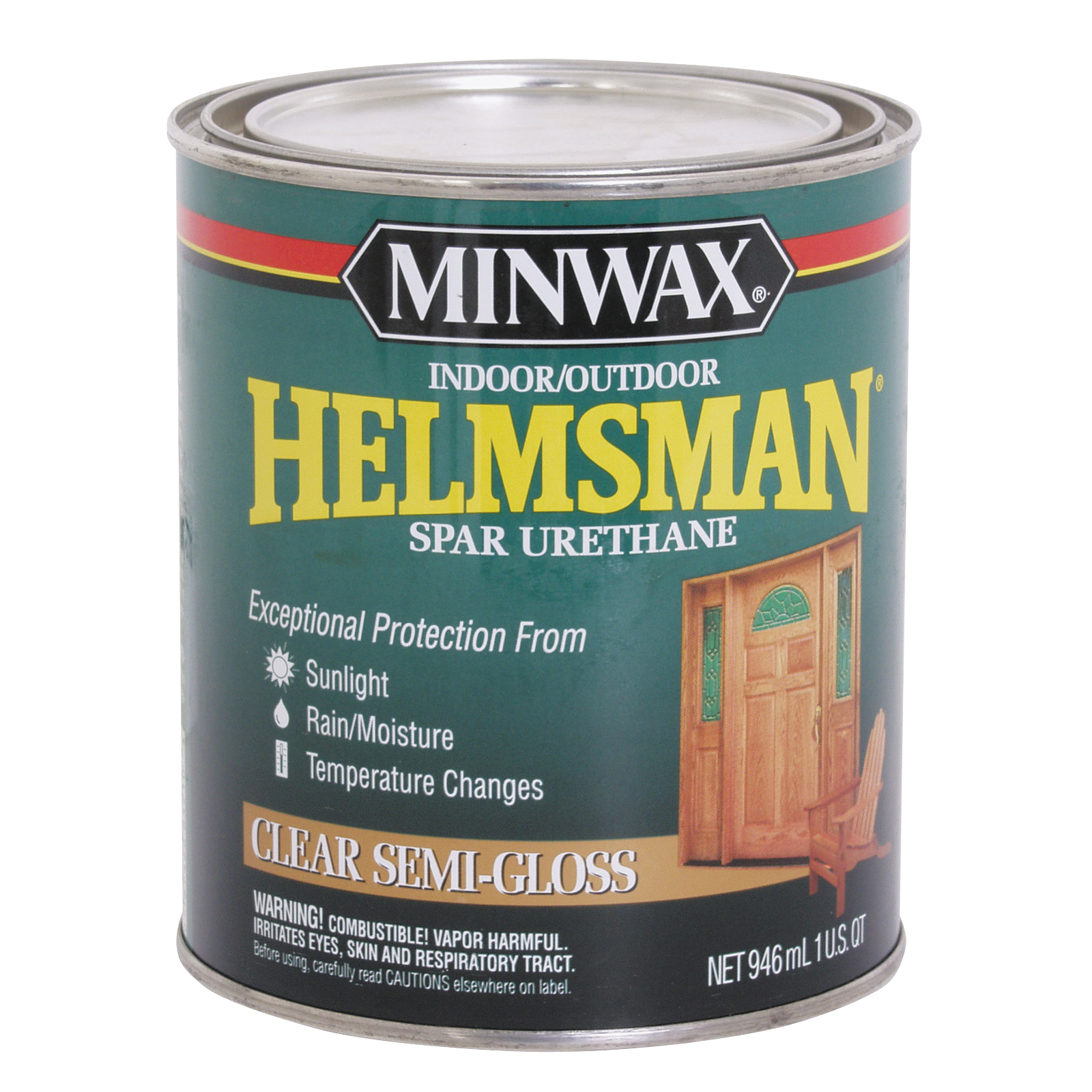 Minwax 63210444 Spar Varnish, Semi-Gloss, Clear, Liquid, 1 qt Can
