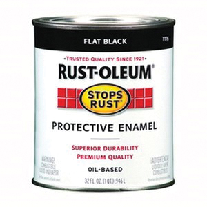 Stops Rust 7776502 Enamel Paint, Oil Base, Flat Sheen, Black, 1 qt, Can, 50 to 110 sq-ft/qt Coverage Area