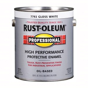 Rust-Oleum 7792402 Enamel Paint, Oil Base, Gloss Sheen, White, 1 gal, Can, 230 to 390 sq-ft/gal Coverage Area