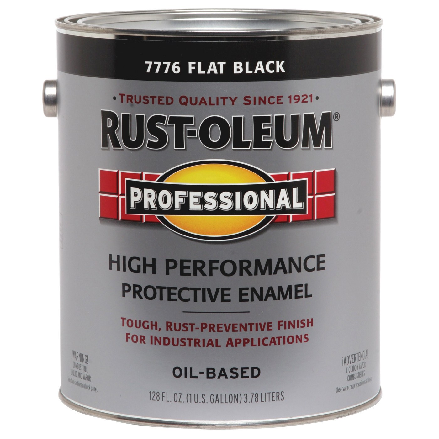 Rust-Oleum 7776402 Enamel Paint, Oil Base, Flat Sheen, Black, 1 gal, Can, 230 to 390 sq-ft/gal Coverage Area