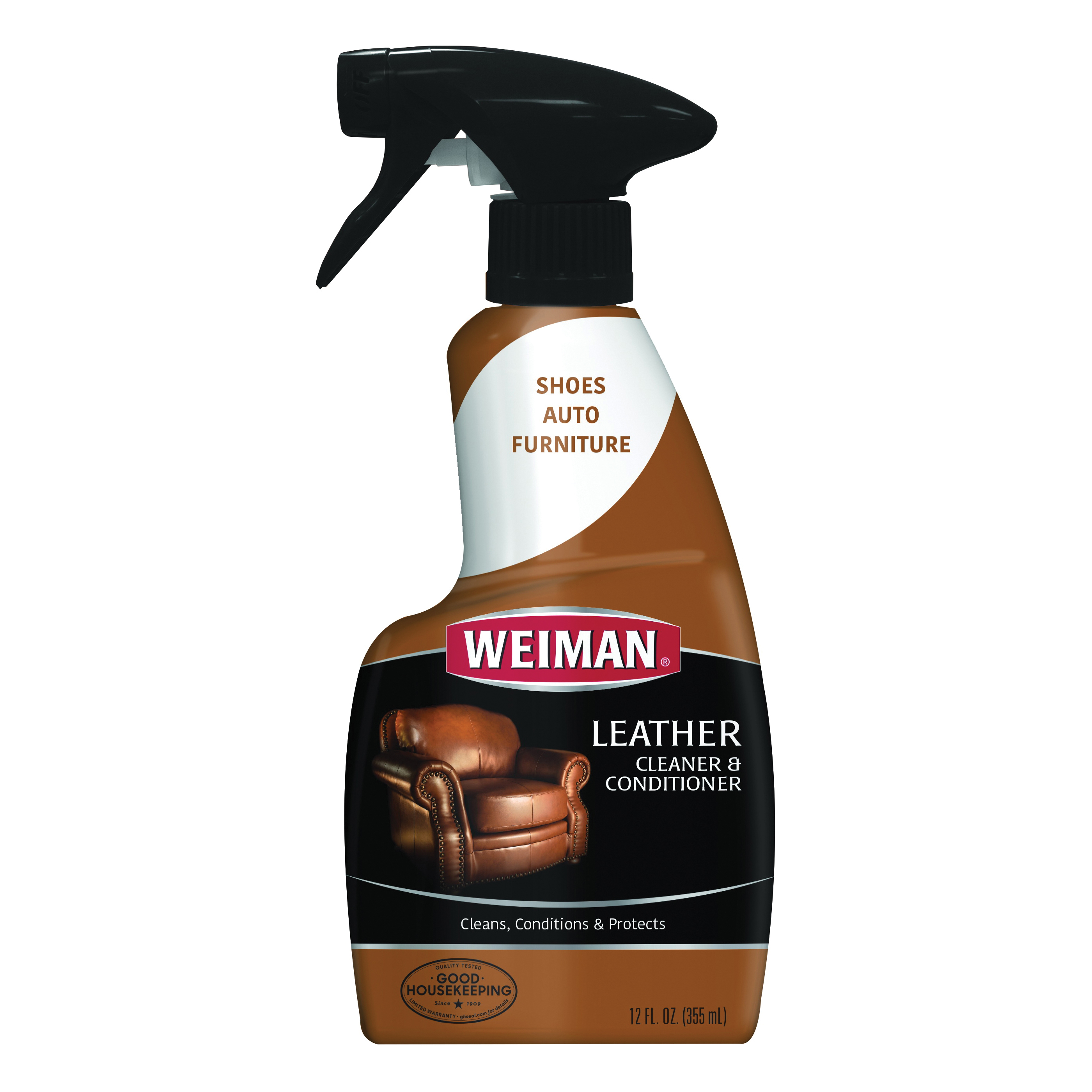 Weiman 75 Leather Cleaner and Conditioner, 12 oz Bottle, Paste, White, Lemon