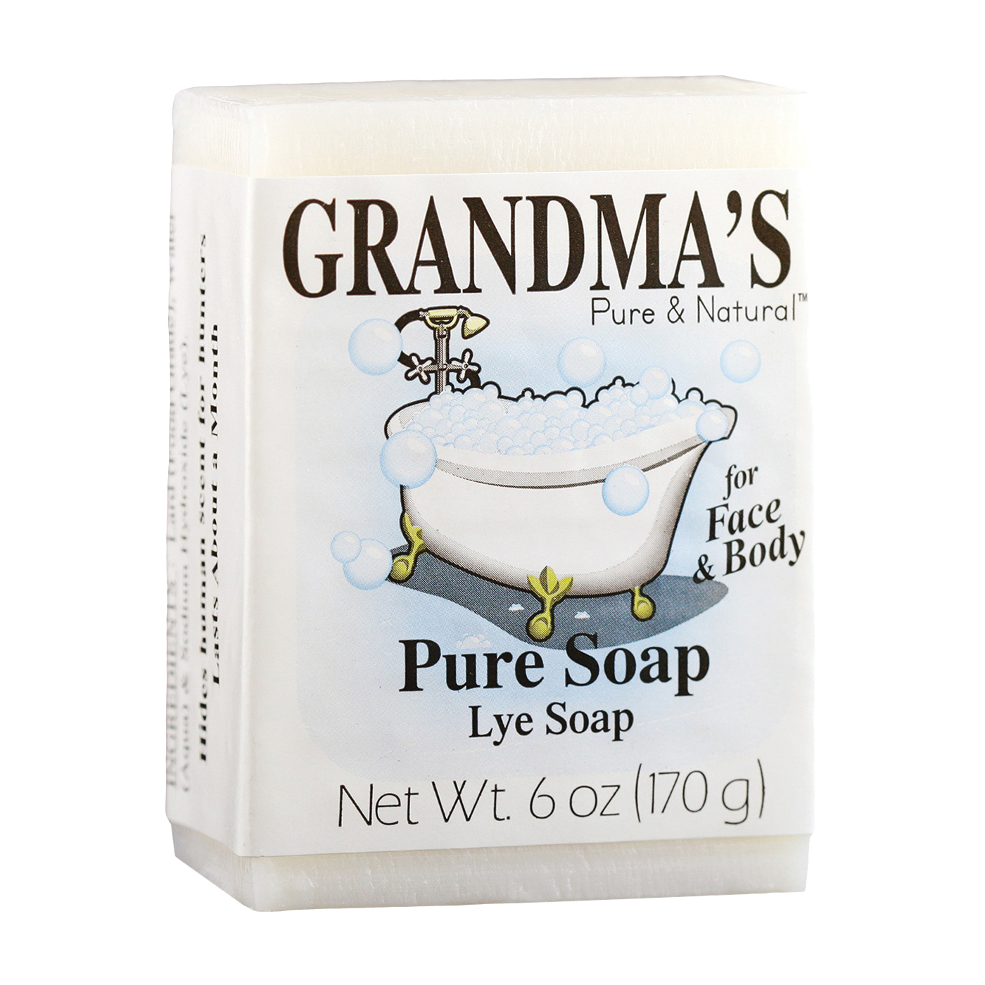 Grandma's 60018 Pure and Natural Bar Soap, White, 6 oz